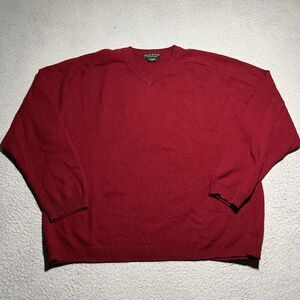 Grayson & Dunn Sweater Mens Large Red 2 Ply Cashmere V Neck Long Sleeve Soft